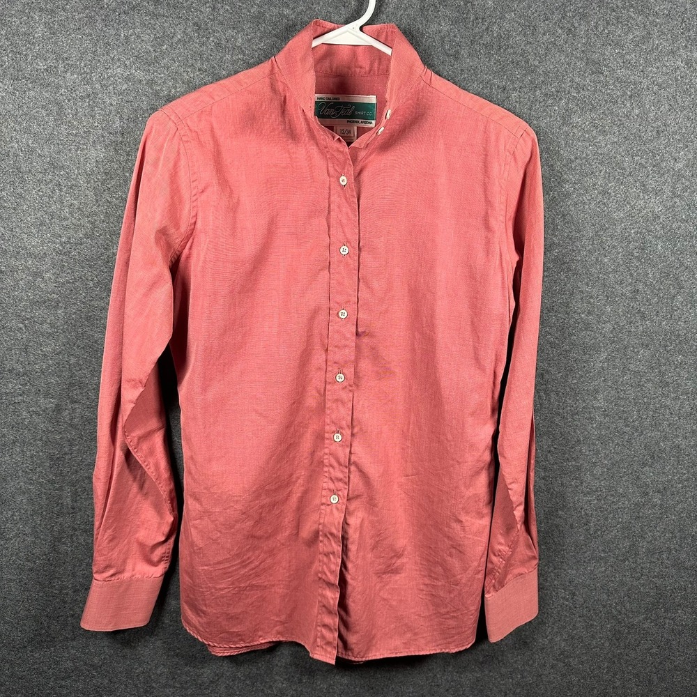 Van Teal Shirt Co Women 12/34 Button Down Long Sleeve‎ Top Mandarin Collar Coral